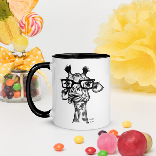 Giraffe Nerd Mug with splash of color - Image 2