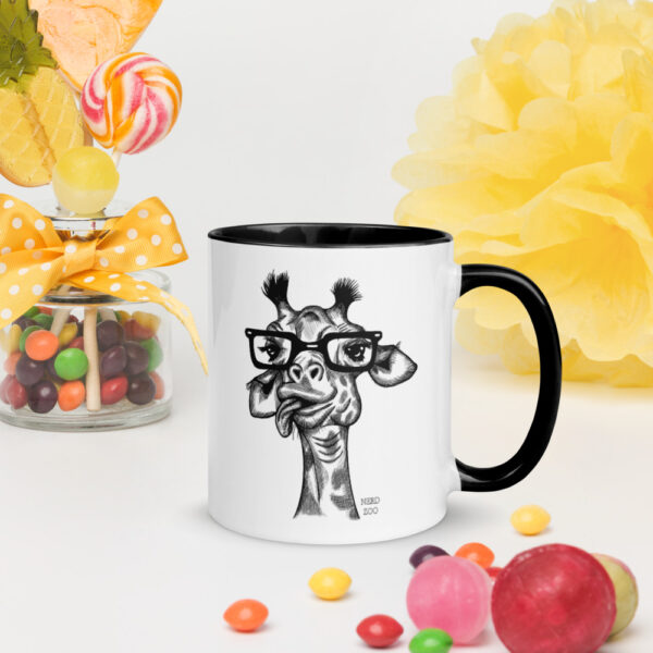 Giraffe Nerd Mug with splash of color - Image 3