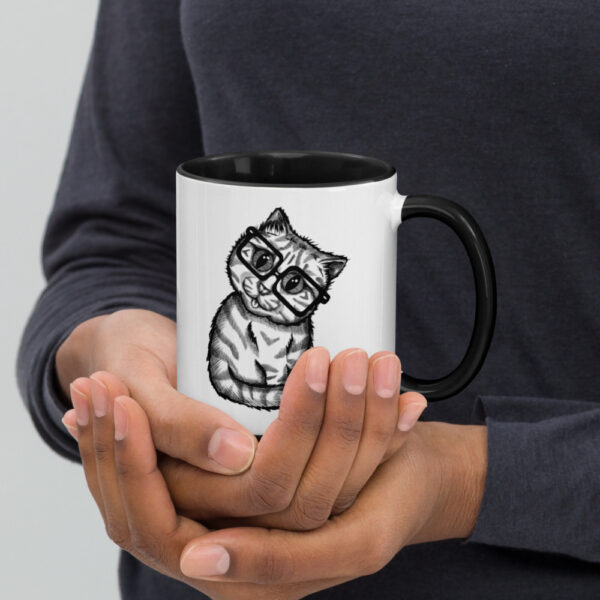 Cat Nerd Mug with splash of color - Image 2