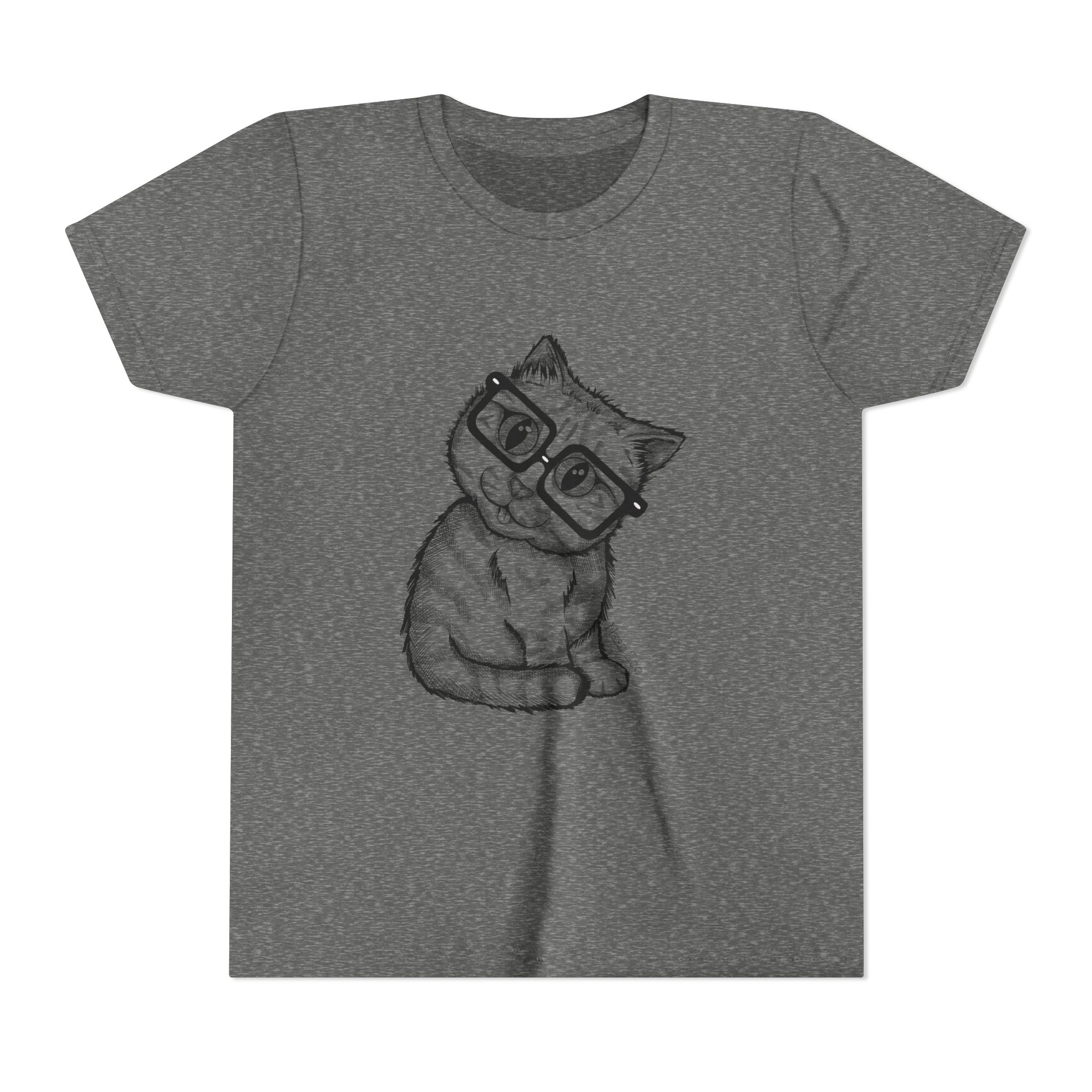 Youth Tee — Cute Kitten with Glasses Graphic - Image 13