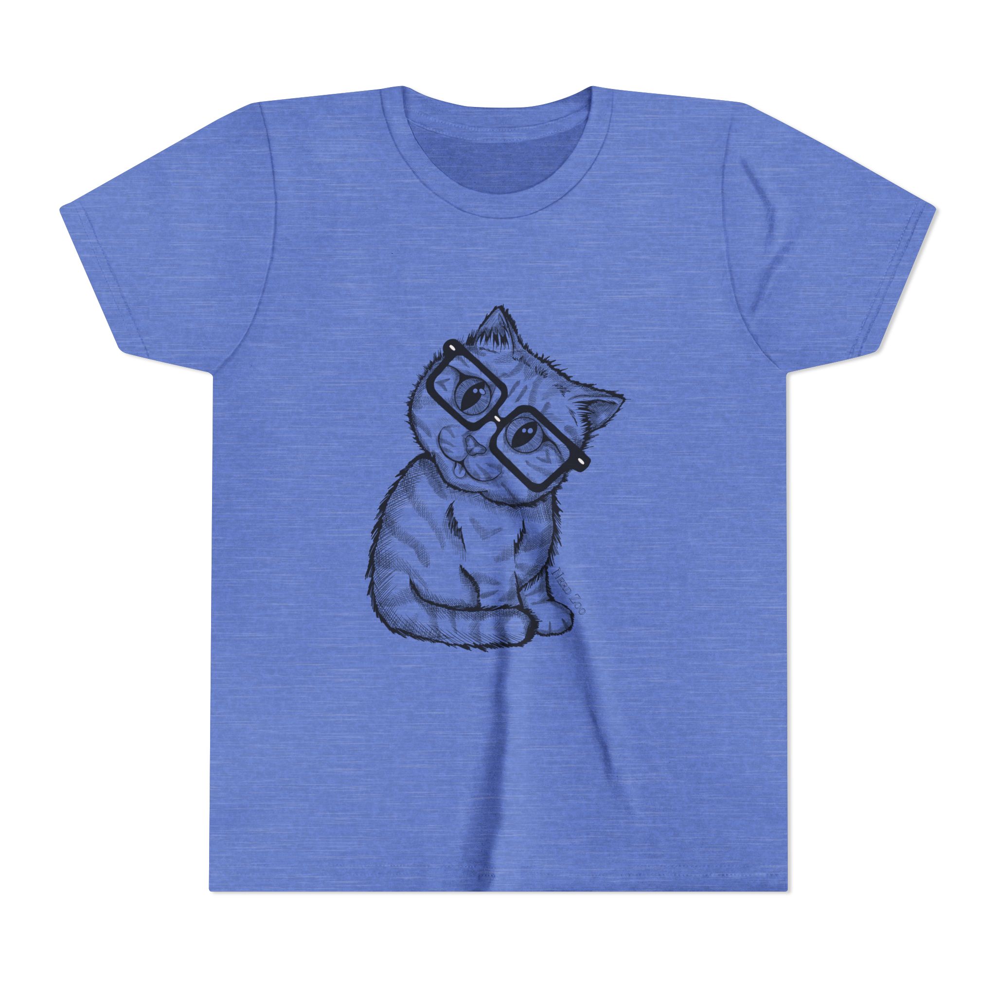 Youth Tee — Cute Kitten with Glasses Graphic - Image 25