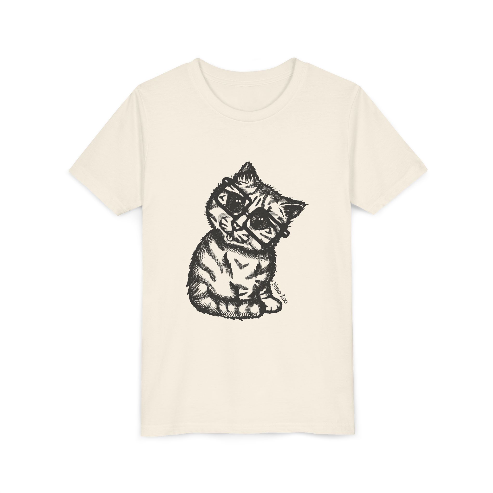 Youth Tee — Cute Kitten with Glasses Graphic - Image 19