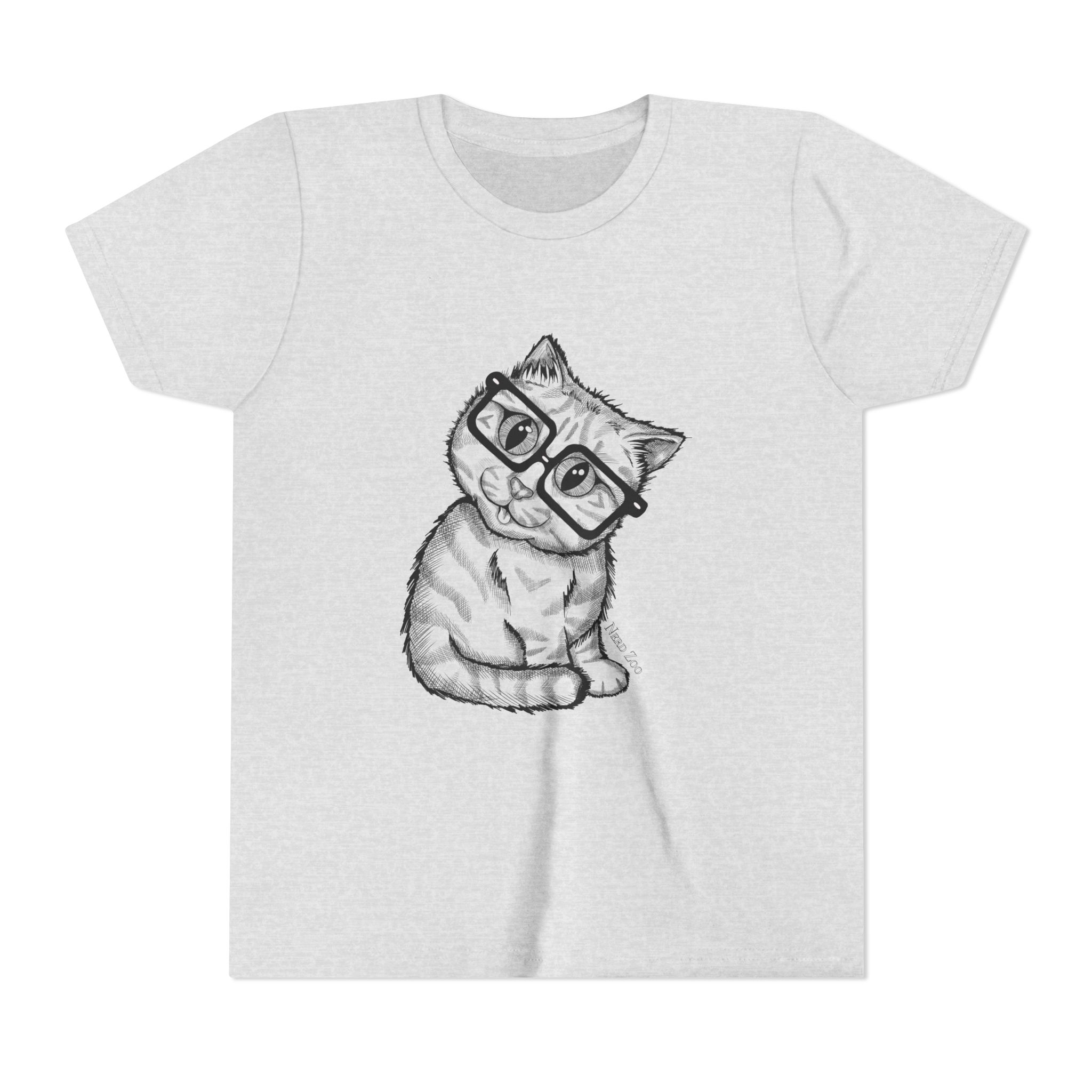 Youth Tee — Cute Kitten with Glasses Graphic - Image 5