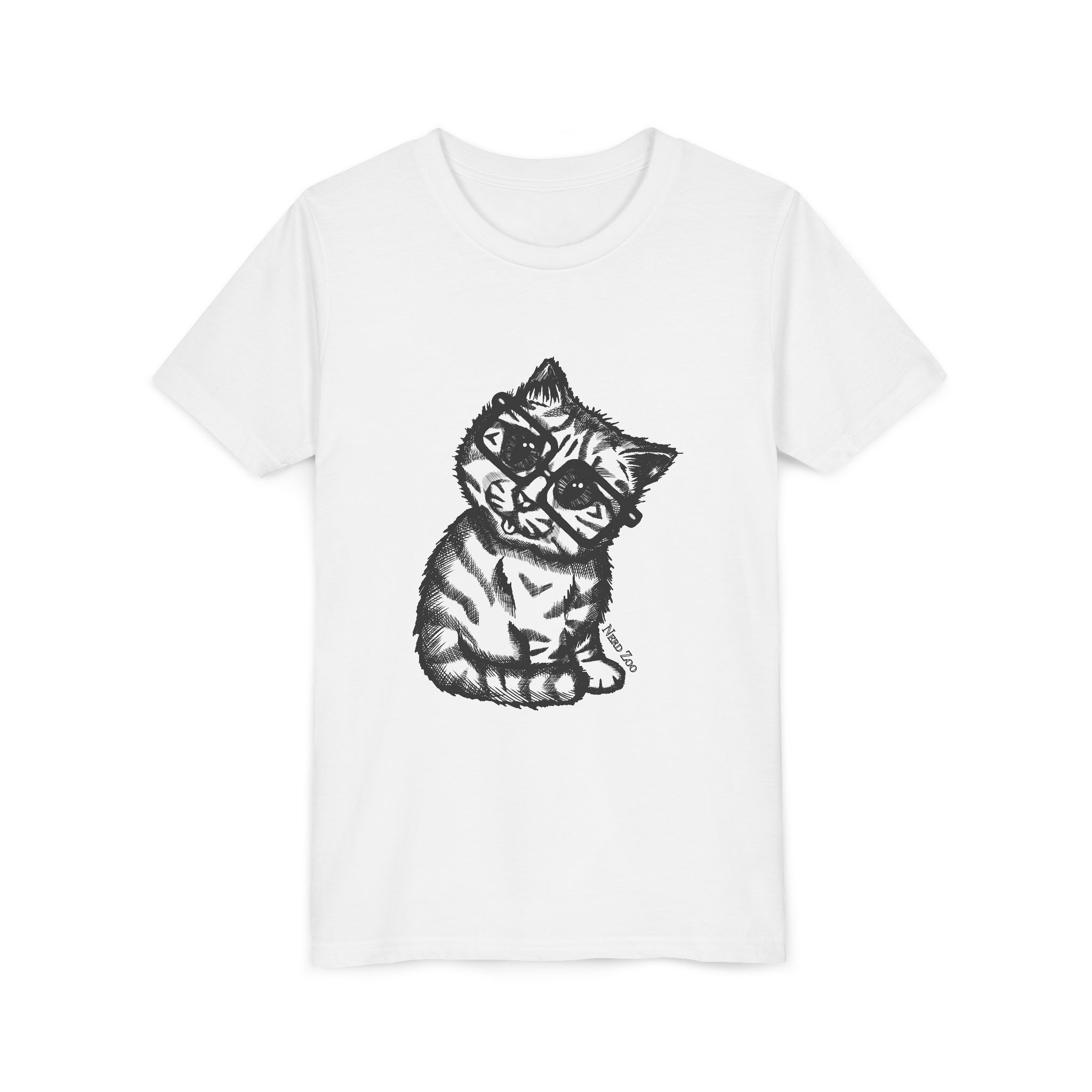 Youth Tee — Cute Kitten with Glasses Graphic - Image 3