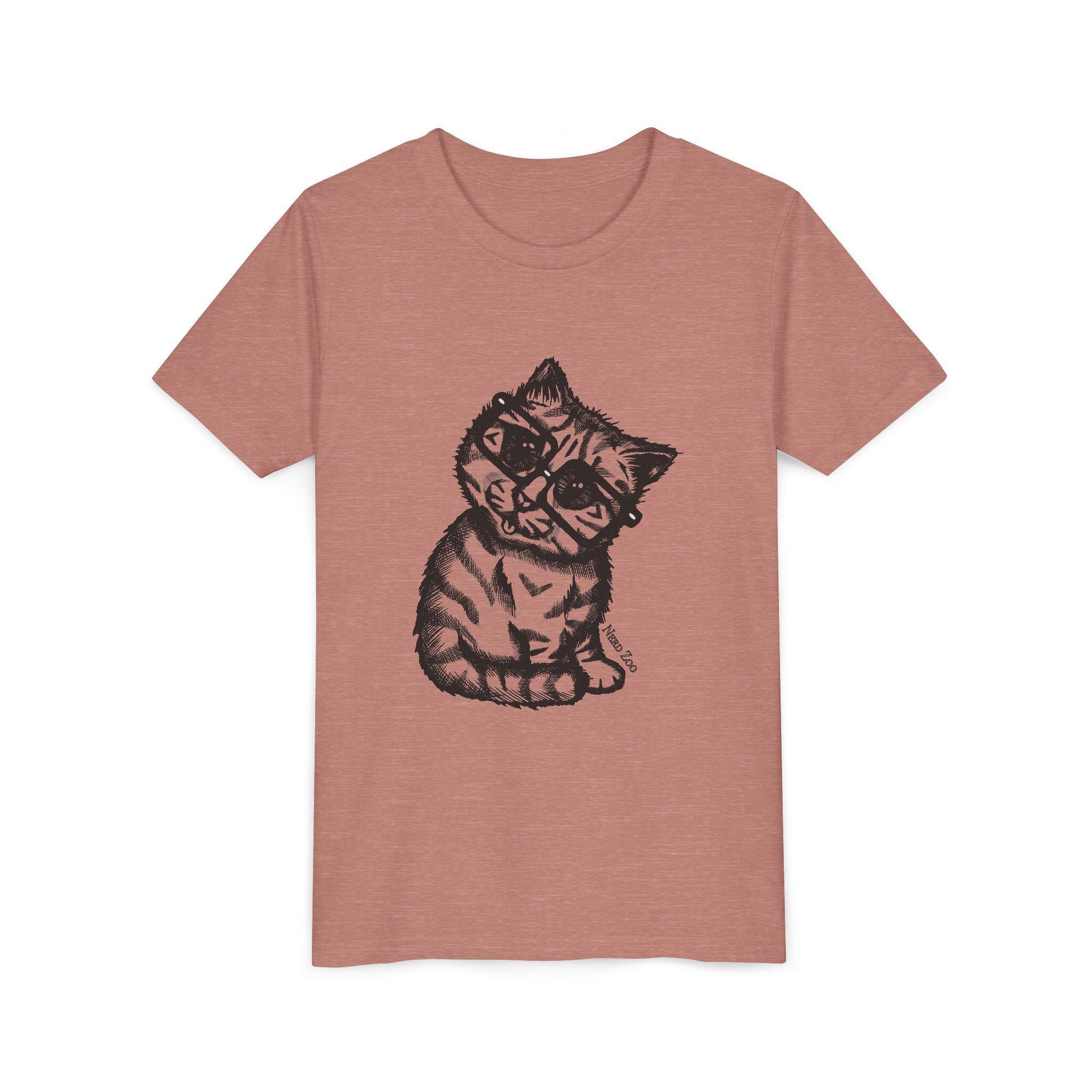 Youth Tee — Cute Kitten with Glasses Graphic - Image 11