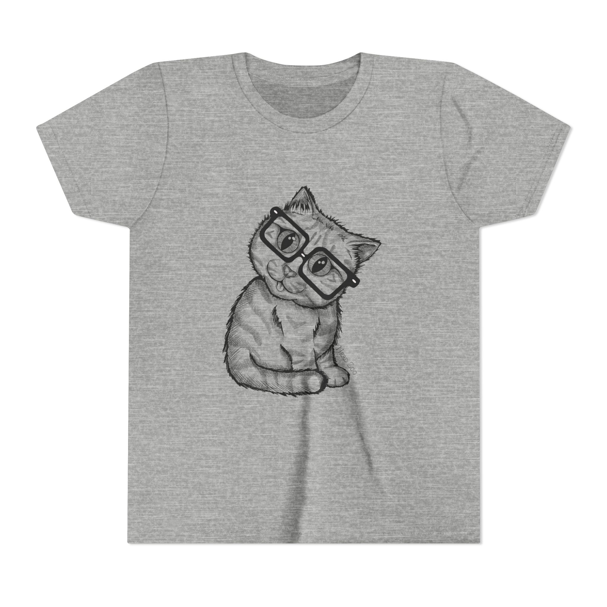 Youth Tee — Cute Kitten with Glasses Graphic - Image 21