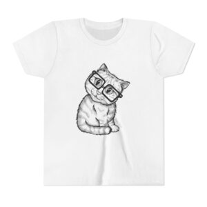 Youth Tee — Cute Kitten with Glasses Graphic