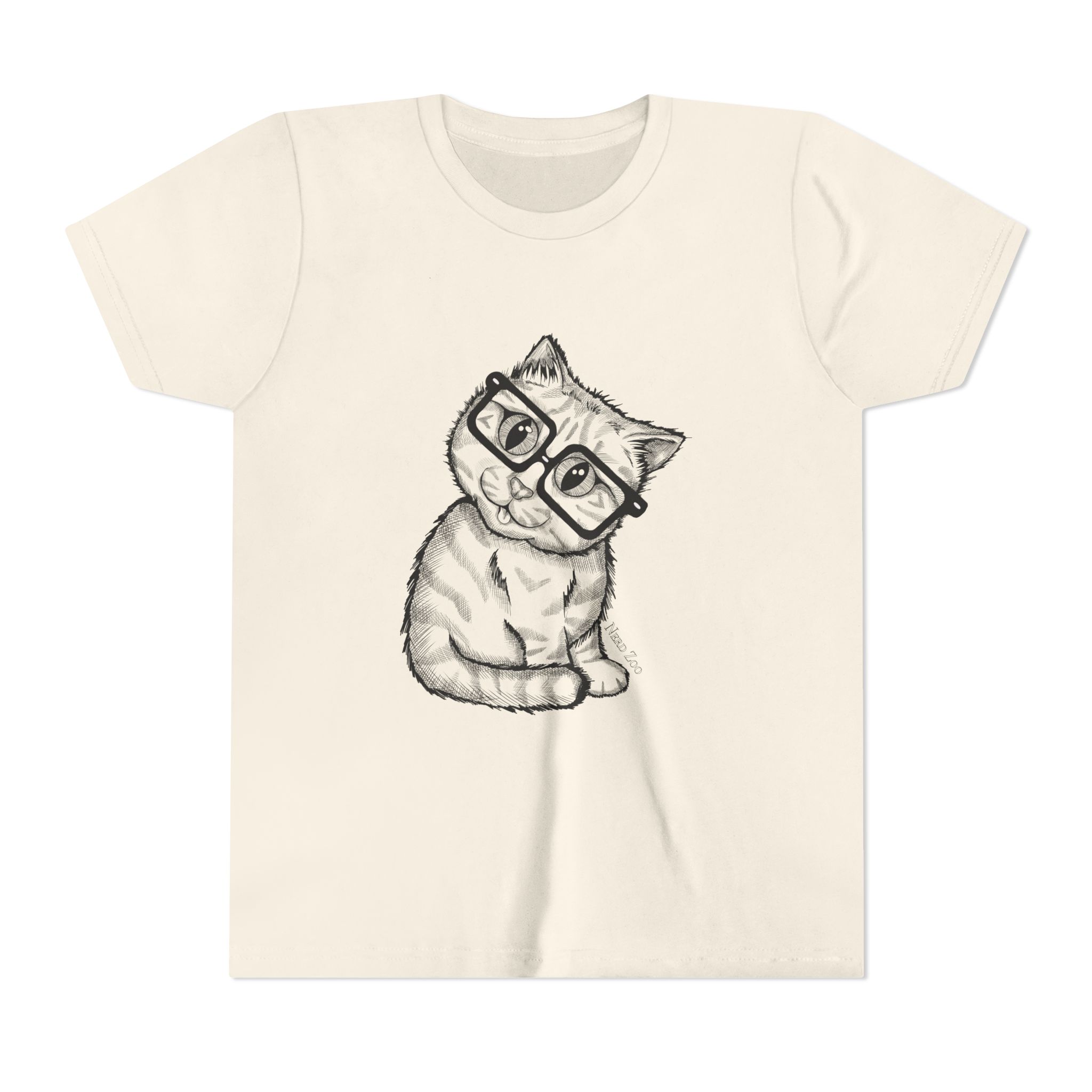 Youth Tee — Cute Kitten with Glasses Graphic - Image 17