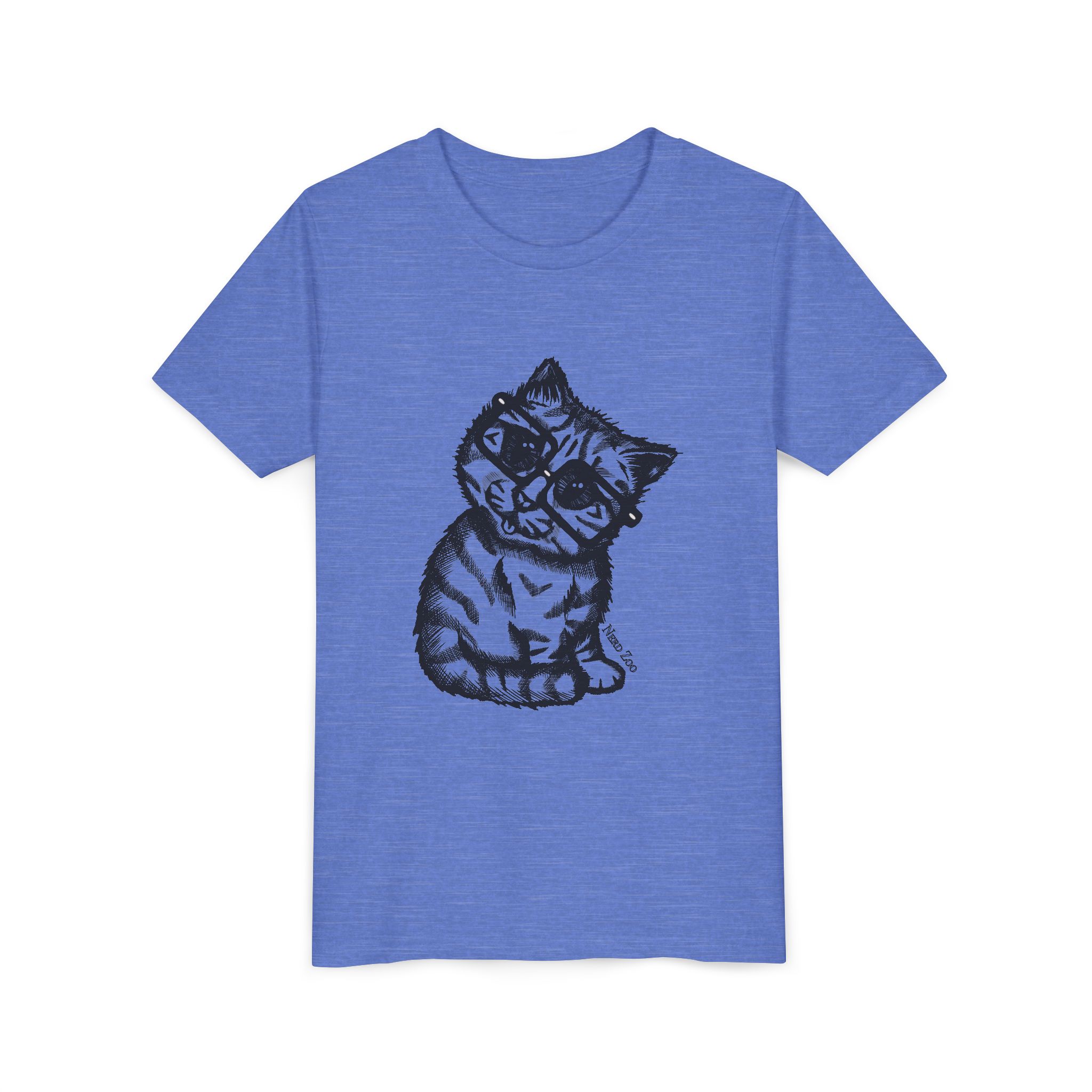 Youth Tee — Cute Kitten with Glasses Graphic - Image 27