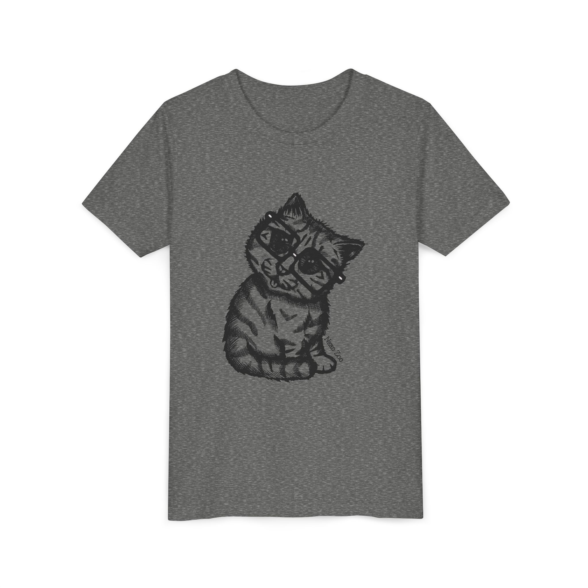 Youth Tee — Cute Kitten with Glasses Graphic - Image 15